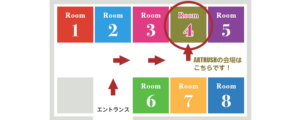 アートラッシュはRoomにて13:00〜開始